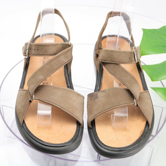 Solidus Shoes - Solidus Womens Sandal Size 8.5 Brown Leather Three Point Adjustable Strap Comfy